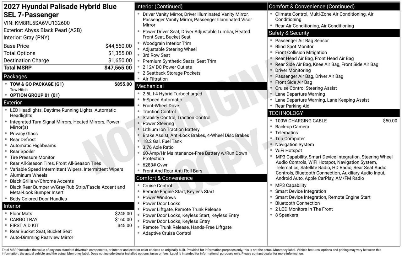 New 2027 Abyss Black Pearl Hyundai Blue SEL 7P image 4