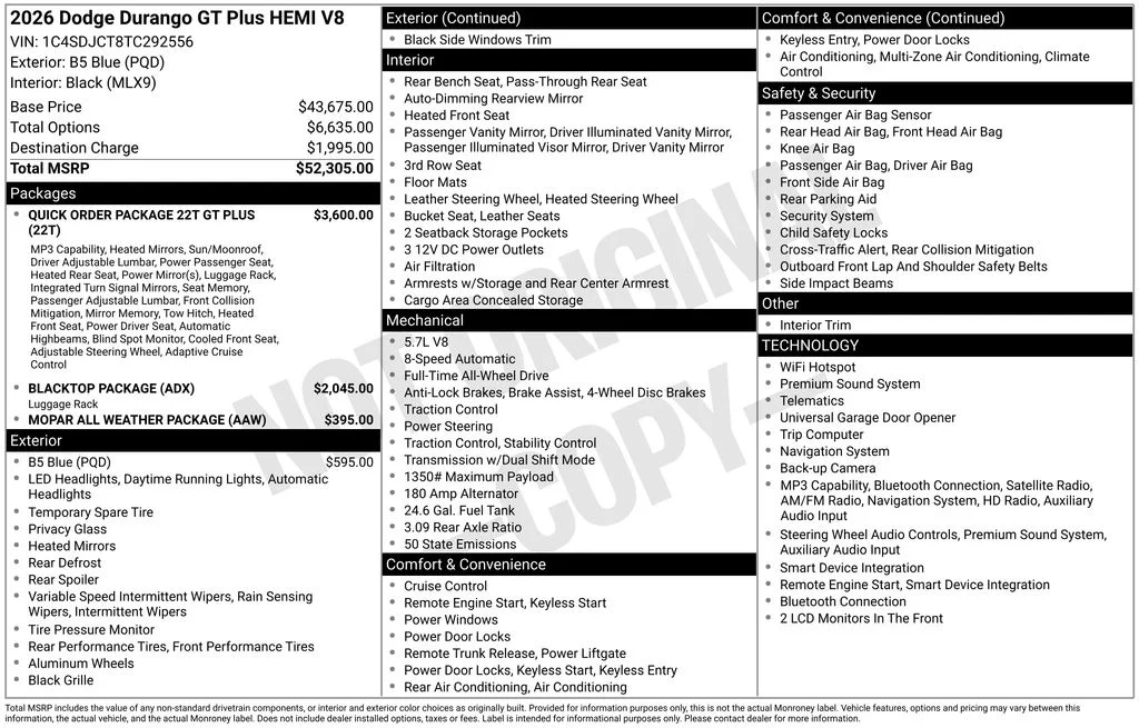 New 2026 B5 Blue Exterior Paint Dodge GT Plus HEMI V8 image 12