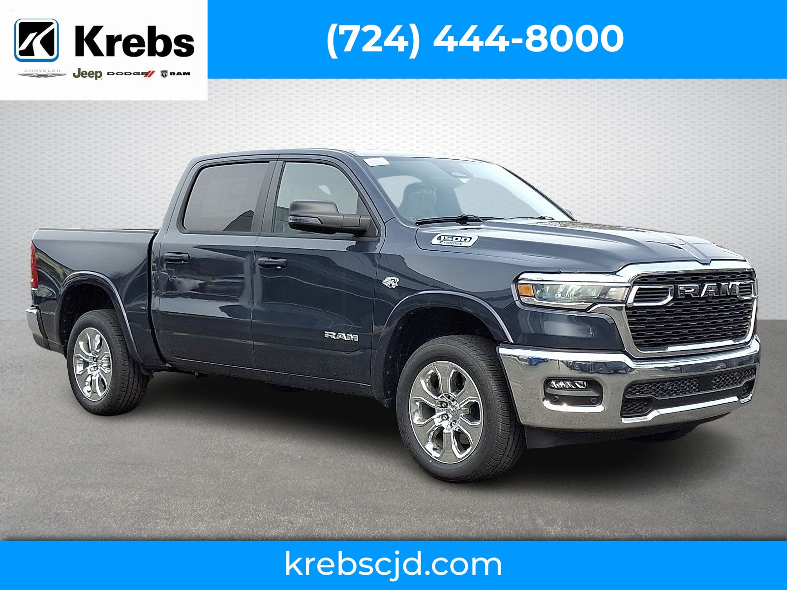 New 2026 Forged Blue Metallic Exterior Paint RAM Big Horn Crew Cab 4x4 5