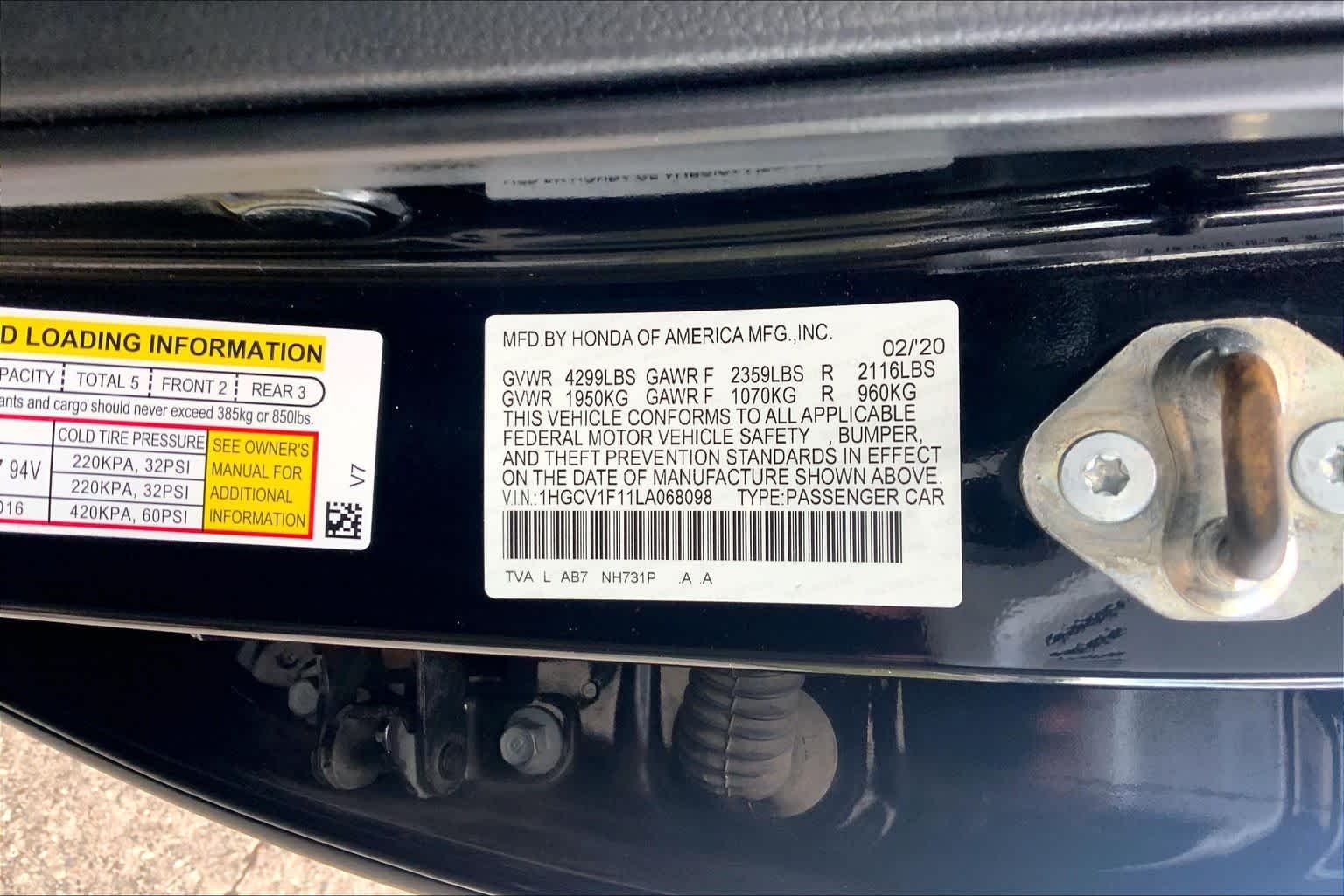 Used 2020 Crystal Black Pearl Honda LX image 31
