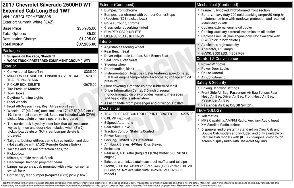 Used 2017 White Chevrolet Work Truck image 4