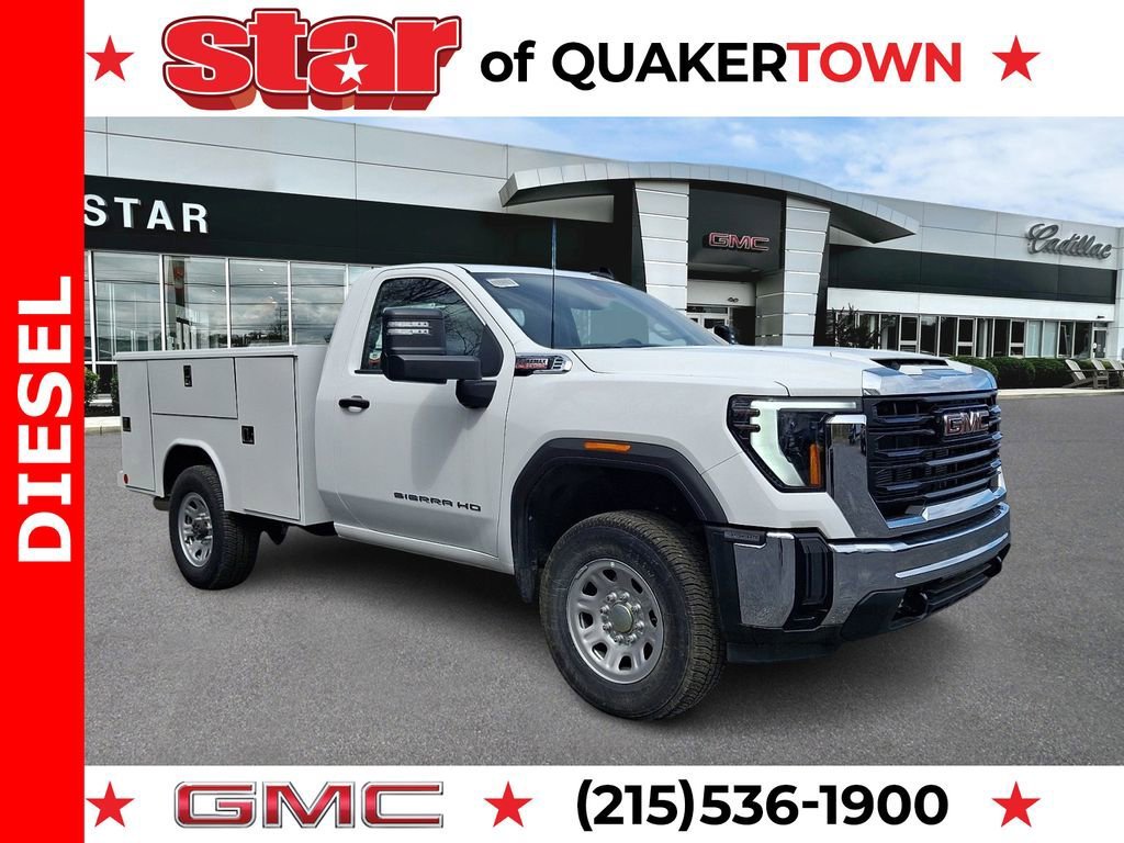 Summit White 2025 GMC Sierra 3500HD Chassis Pro Regular Cab 4WD Pickup Truck Four-Wheel Drive