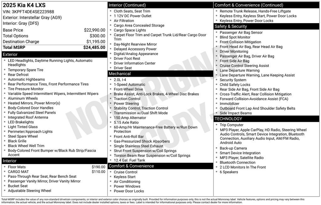Used 2025 Gray Kia LXS image 2