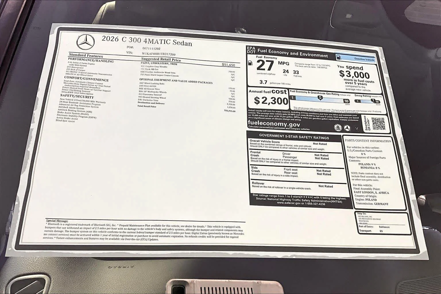 New 2026 Graphite Grey Metallic Mercedes-Benz C 300 image 18