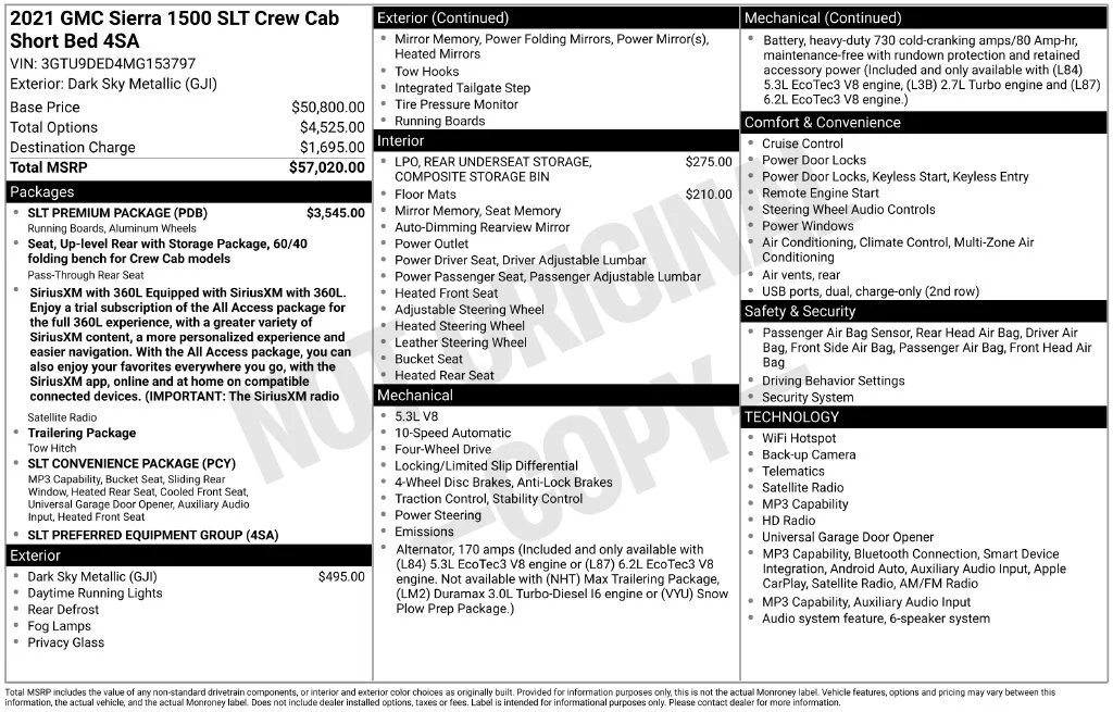 Used 2021 DARK SKY METALLIC GMC SLT image 38
