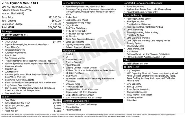 Used 2025 Blue Hyundai SEL image 39