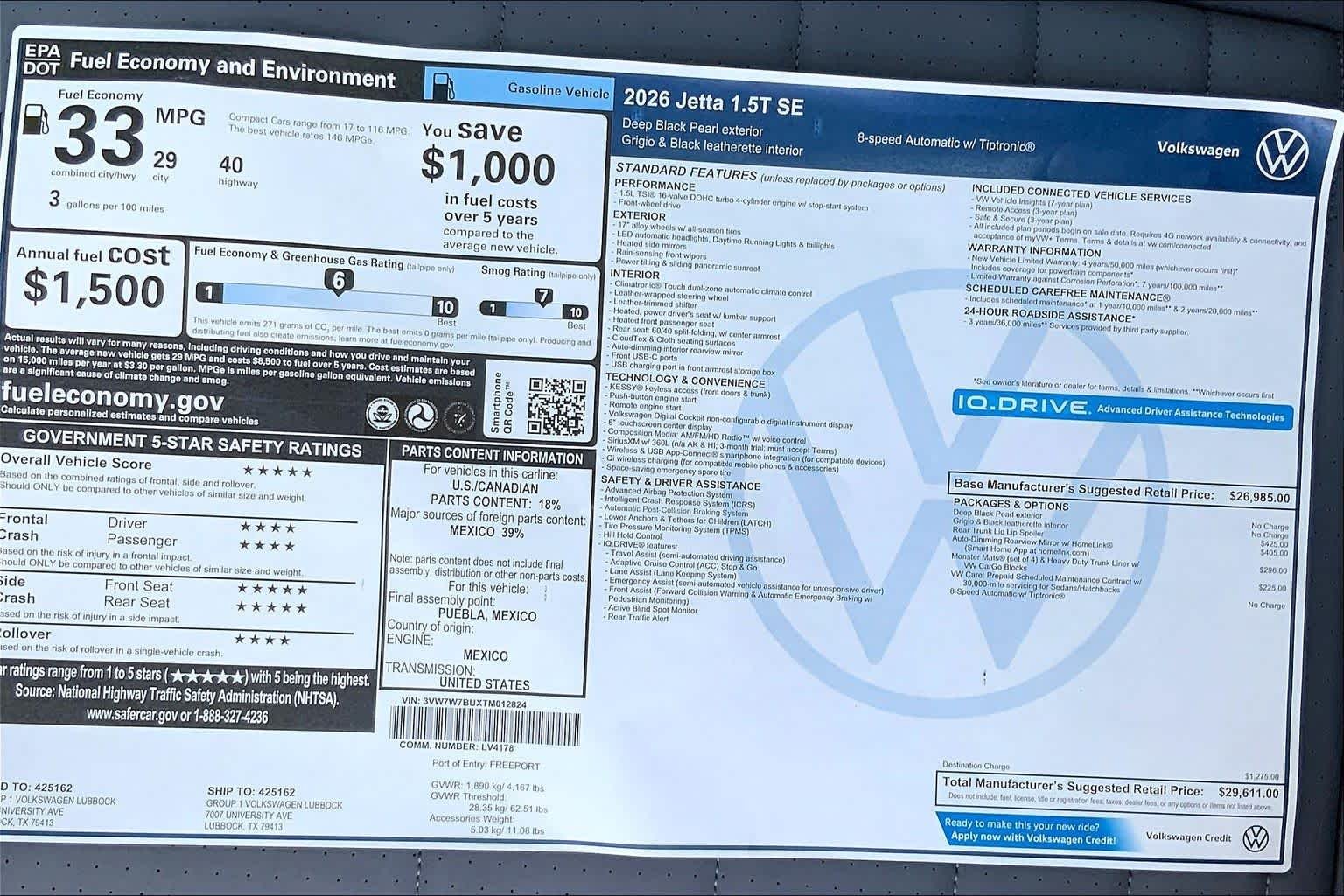 New 2026 Deep Black Pearl Volkswagen SE image 21