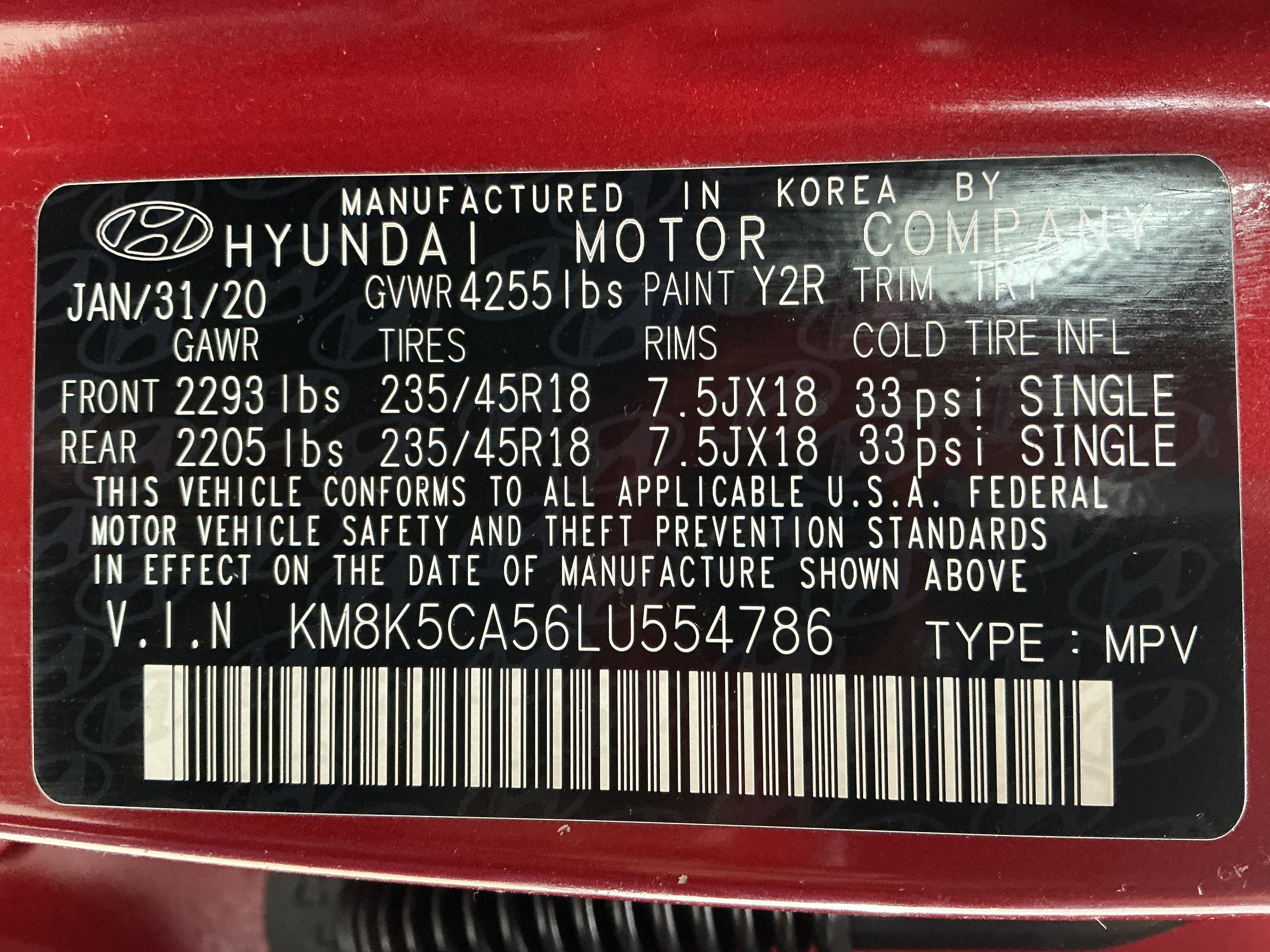 Certified Used 2020 Pulse Red Hyundai Ultimate image 14