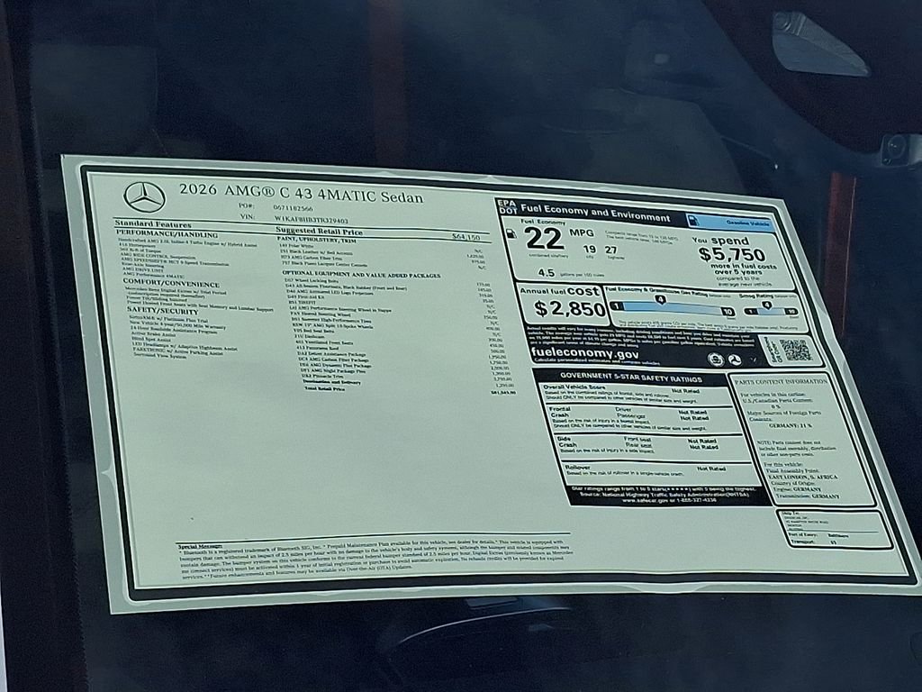 New 2026 Polar White Mercedes-Benz C 43 AMG® image 24