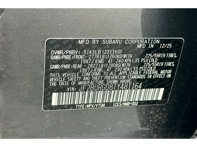 New 2026 MAGNETITE GRAY METALLIC Subaru Limited XT image 56