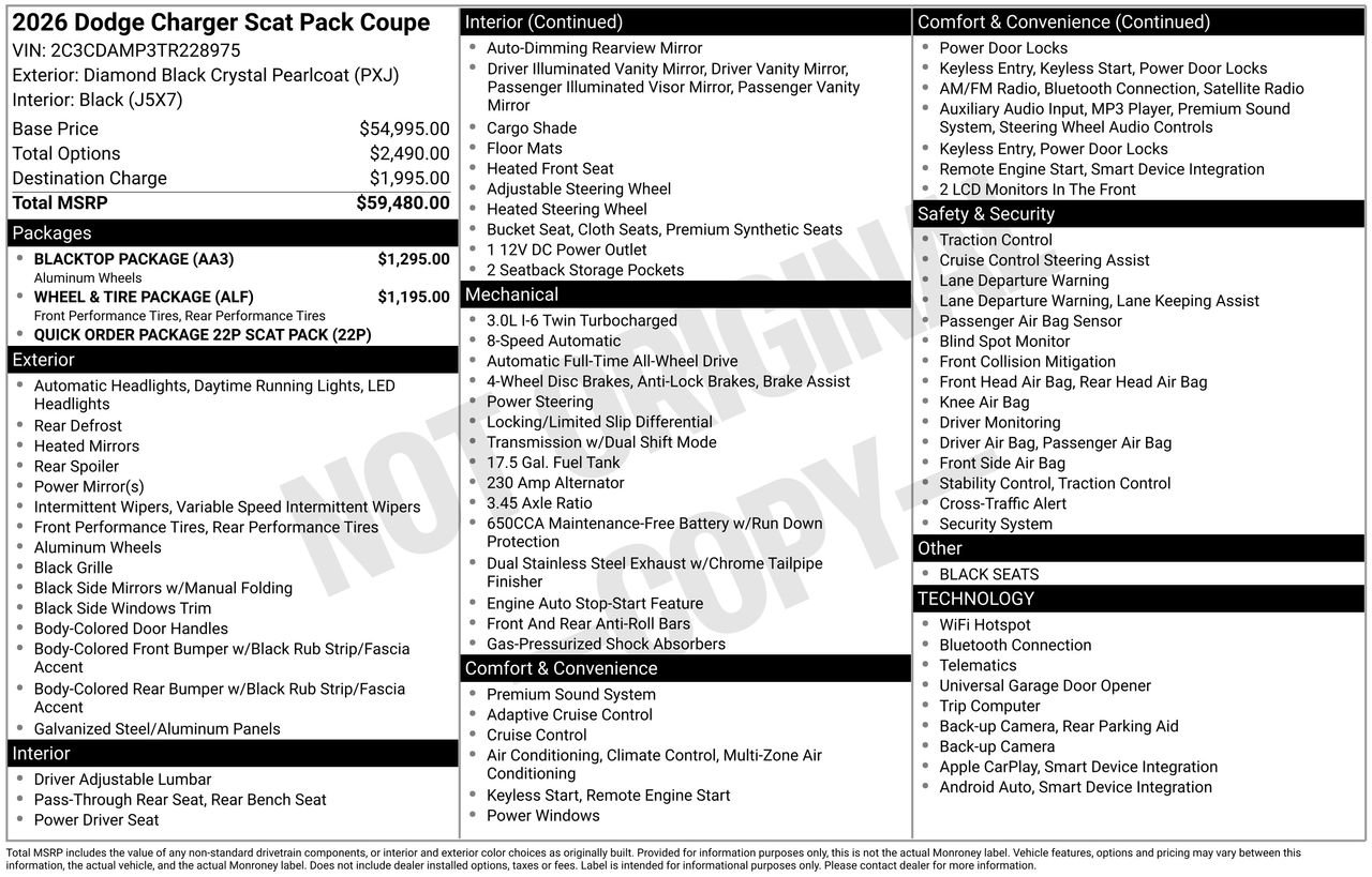 New 2026 Diamond Black Crystal Pearlcoat Dodge R/T Scat Pack image 28