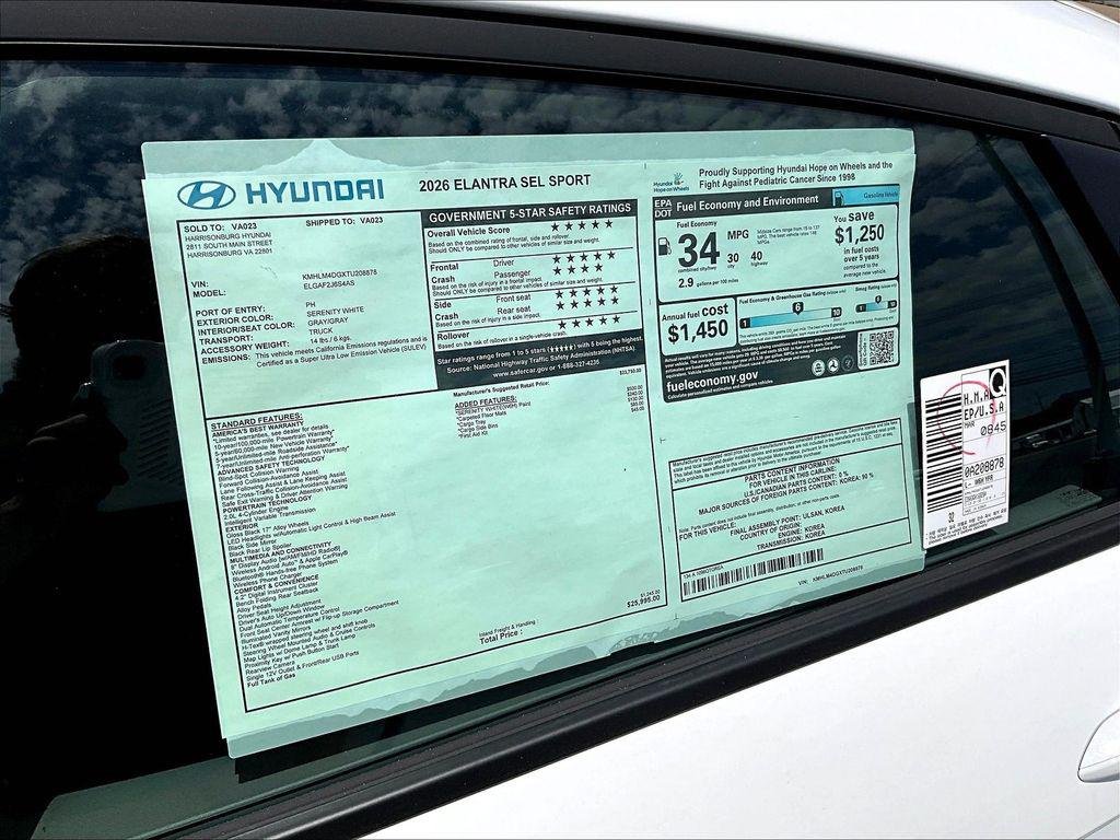 New 2026 White Hyundai SEL Sport image 12