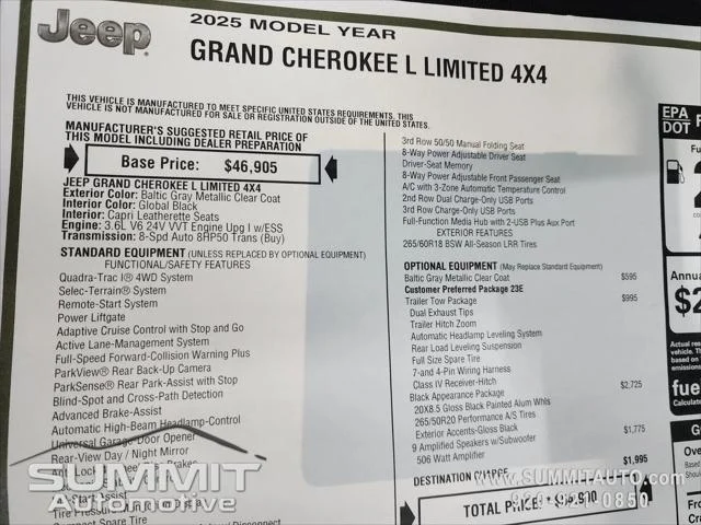 New 2025 Baltic Gray Metallic Clear-Coat Exterior Paint Jeep Limited image 24