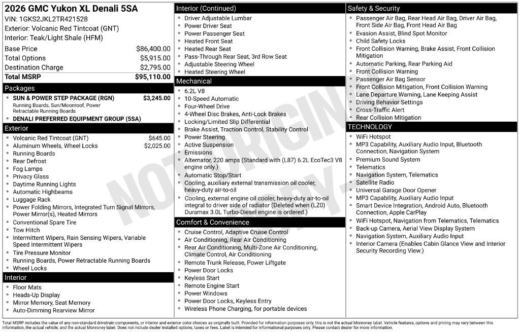 New 2026 Volcanic Red Tintcoat GMC Denali image 19