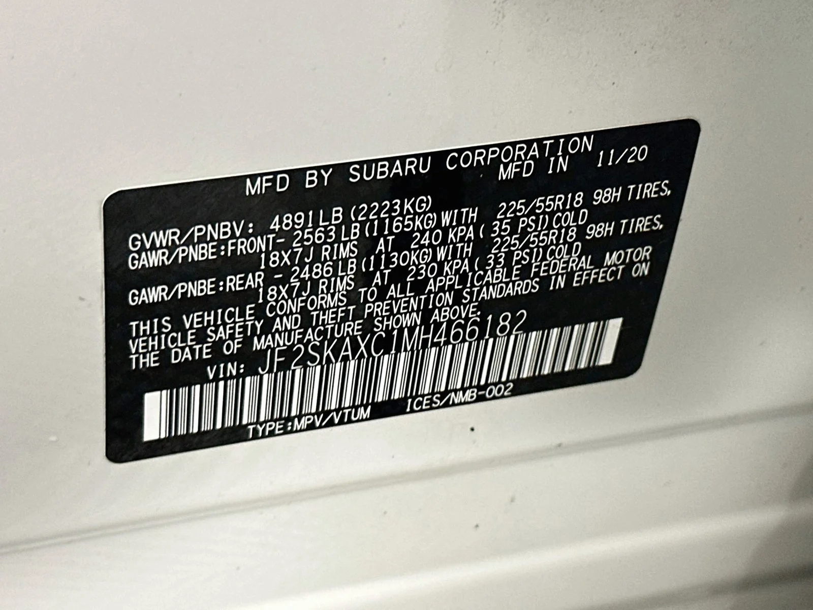 Used 2021 Crystal White Pearl Subaru Touring image 34
