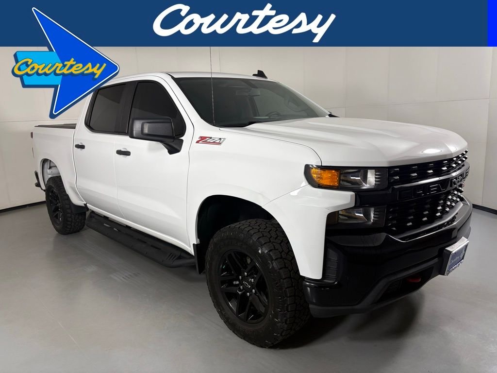 White 2021 Chevrolet Silverado 1500 Custom Trail Boss Crew Cab 4WD Pickup Truck Four-Wheel Drive