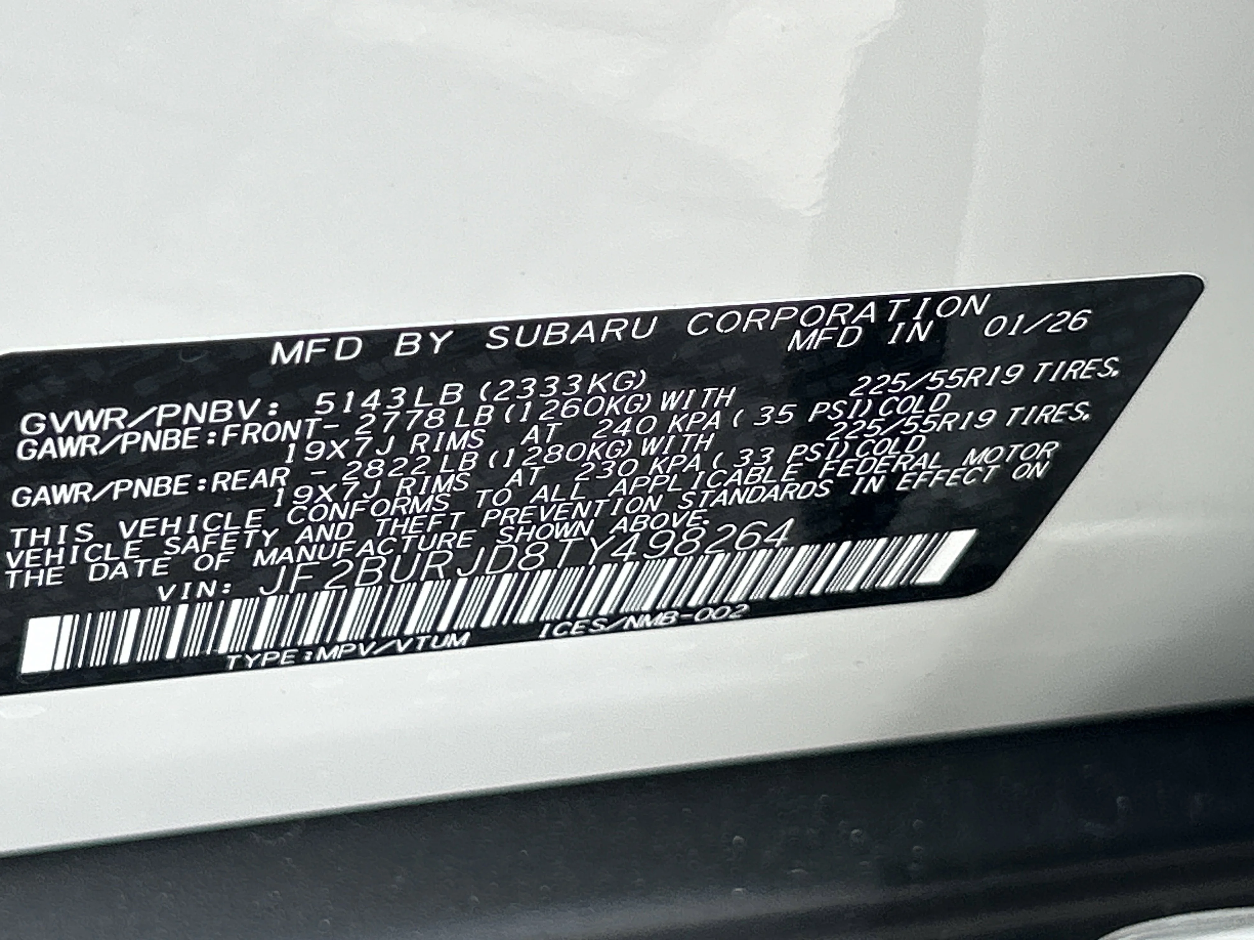 New 2026 CRYSTAL WHITE PEARL Subaru Touring XT image 33