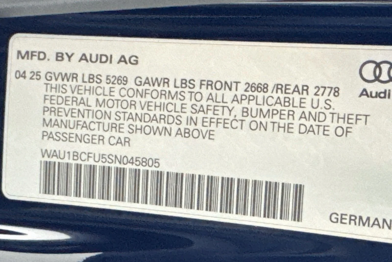 Used 2025 Firmament Blue Audi Premium image 28