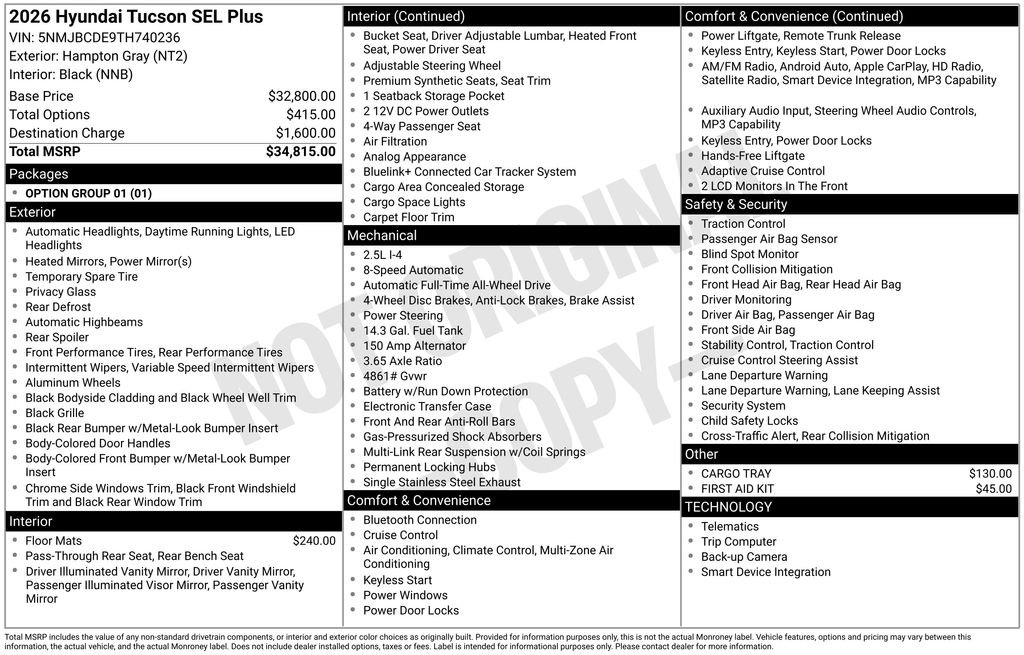 New 2026 Gray Hyundai SEL AWD image 2