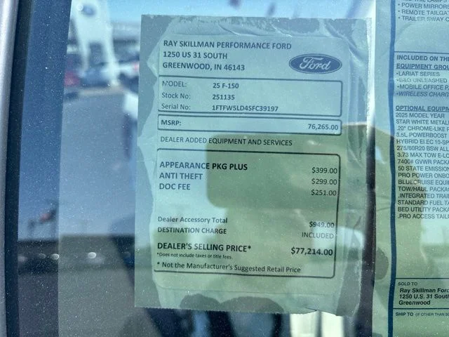 New 2025 Star White Metallic Tri-Coat Ford Lariat® image 2
