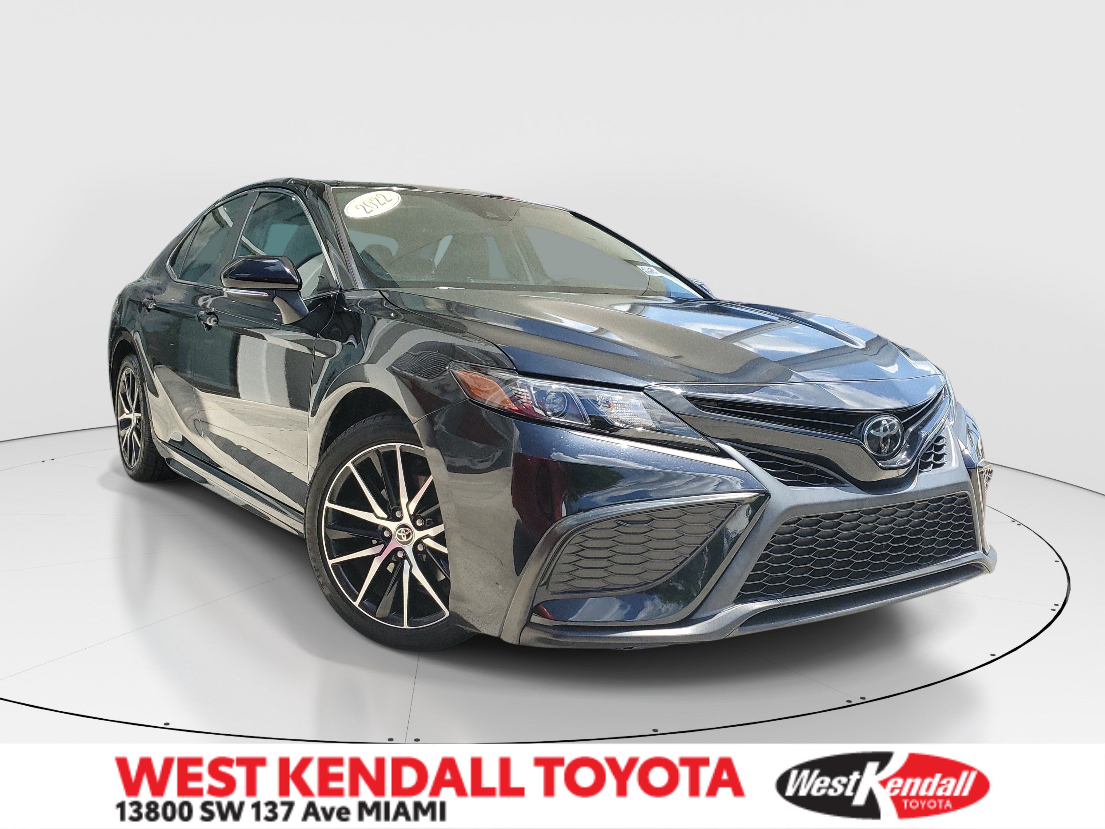 Used 2022 Midnight Black Metallic Toyota SE image 1