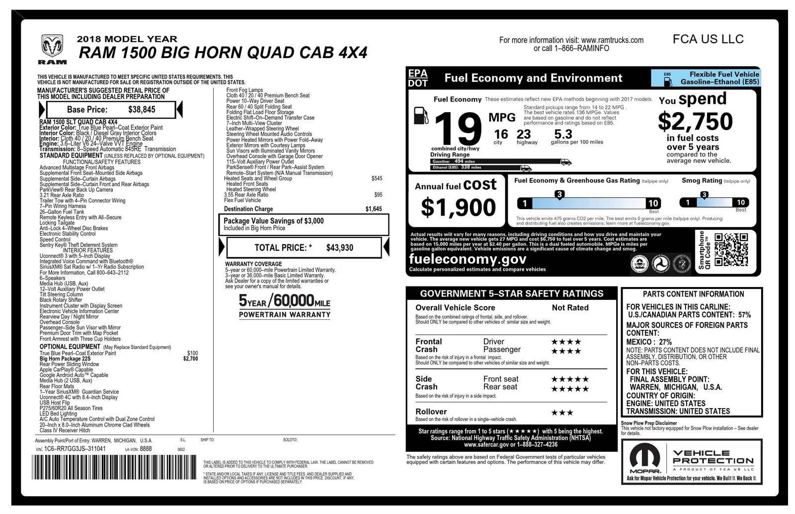 Used 2018 True Blue Pearlcoat Ram Big Horn image 22