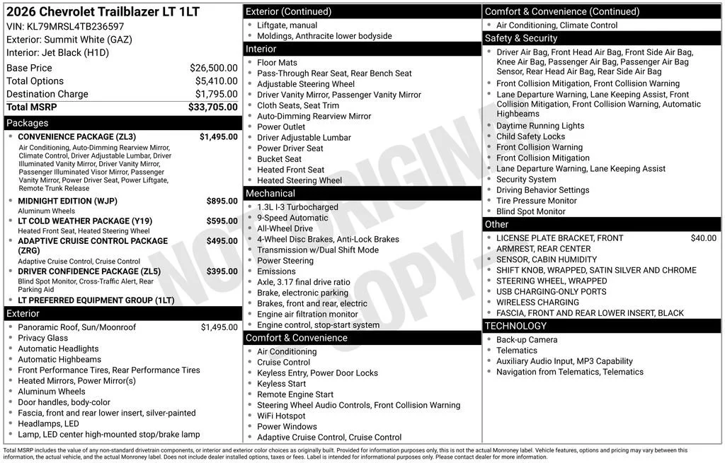 New 2026 Summit White Chevrolet LT image 6