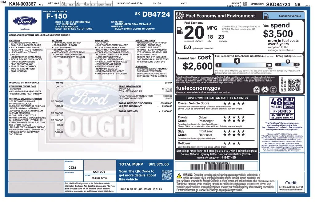 Certified Used 2025 Gray Ford XLT 5.5ft Bed image 31
