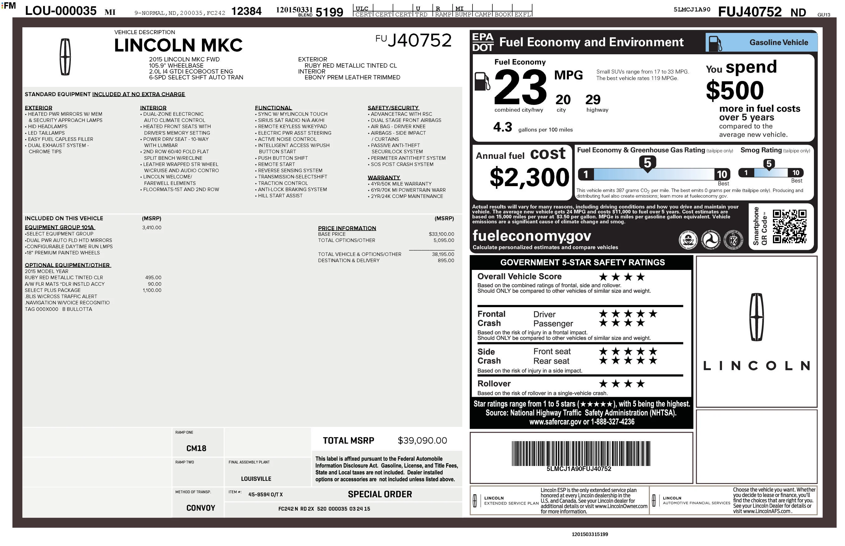 Used 2015 Red Lincoln Base image 40