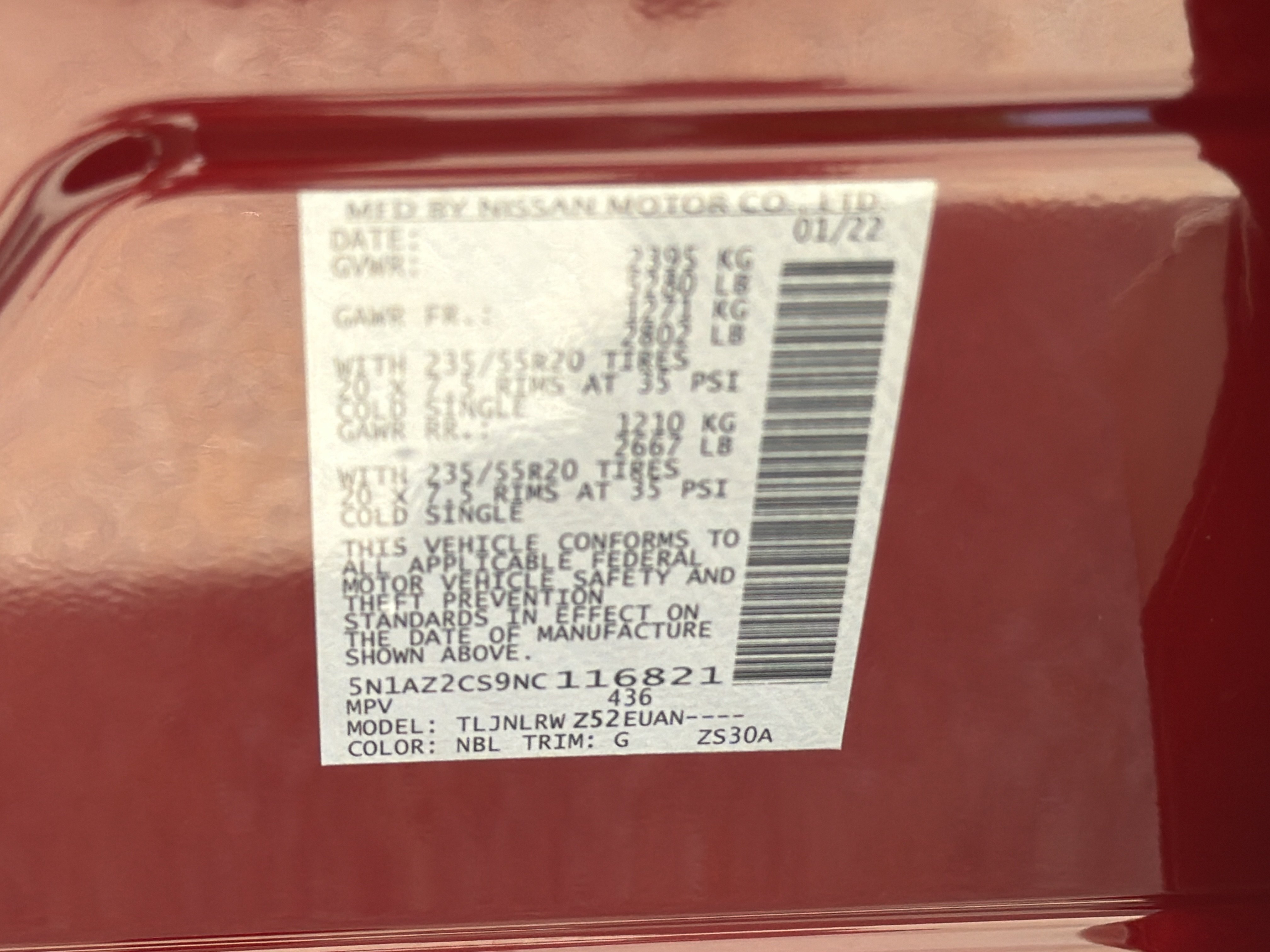 Used 2022 Scarlet Ember Tintcoat Nissan SL image 33