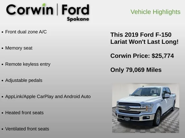 Used 2019 Oxford White Ford Lariat image 6