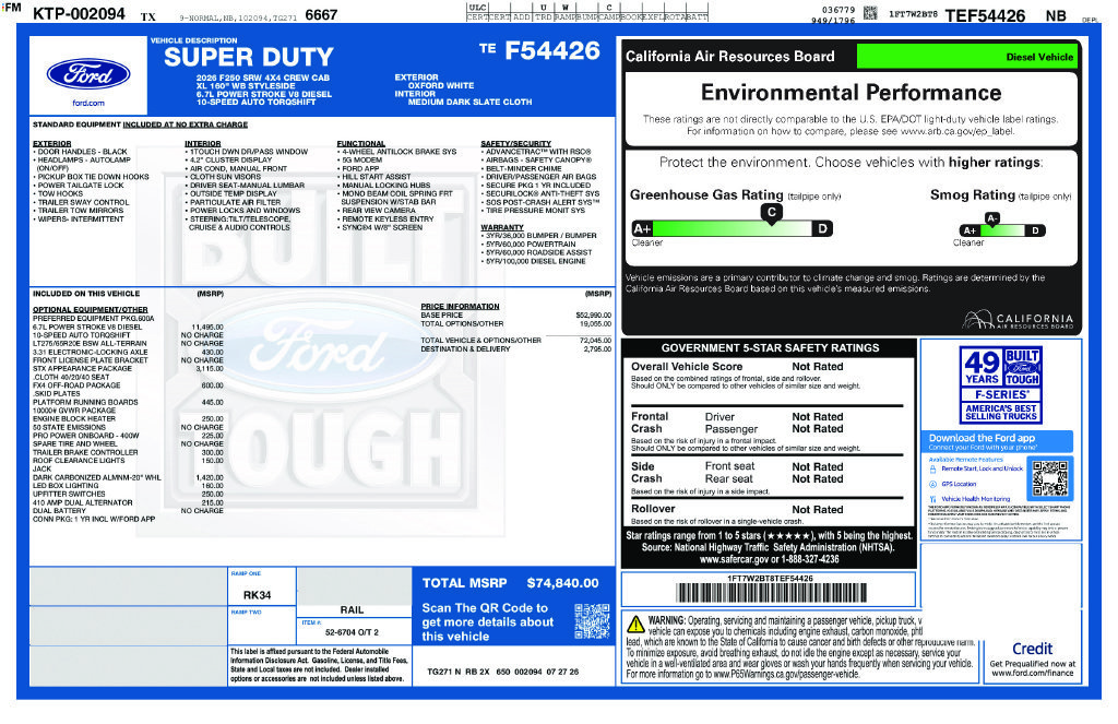 New 2026 Oxford White Ford F-250® XL image 4
