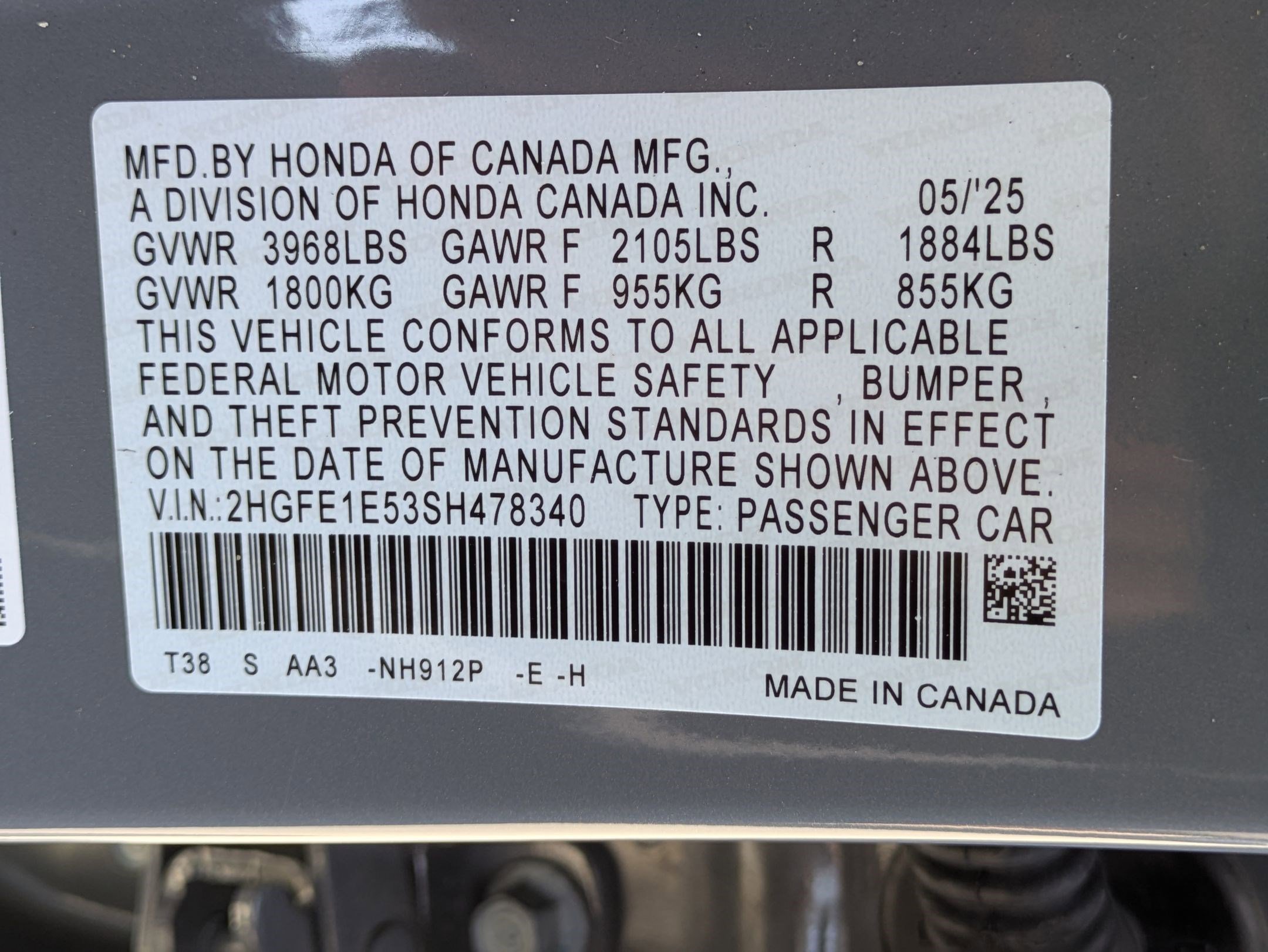 Used 2025 Urban Gray Pearl Honda  image 34