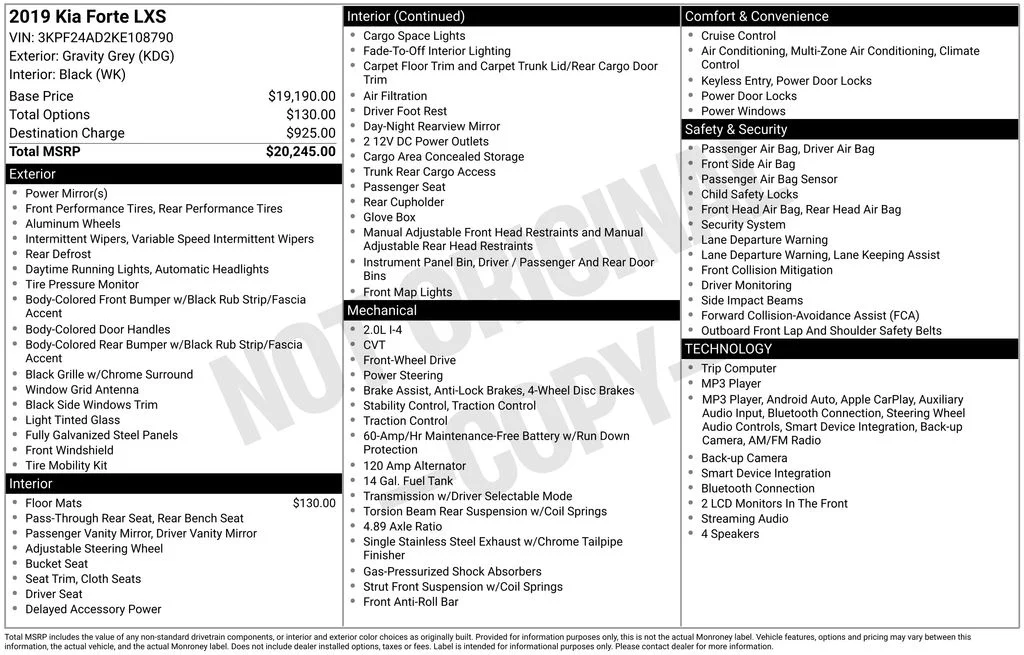 Used 2019 Gray Kia LXS image 2