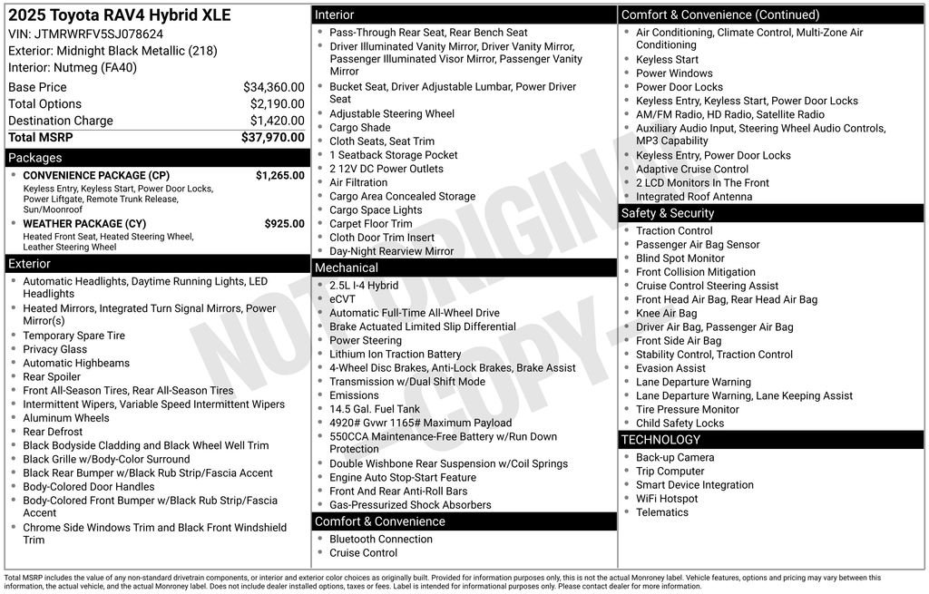 Used 2025 Black Toyota XLE image 2
