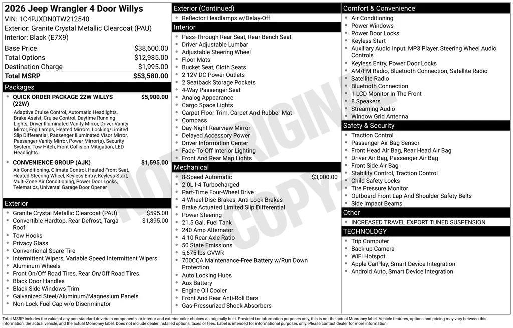 New 2026 Granite Crystal Metallic Clearcoat Jeep Willys image 6