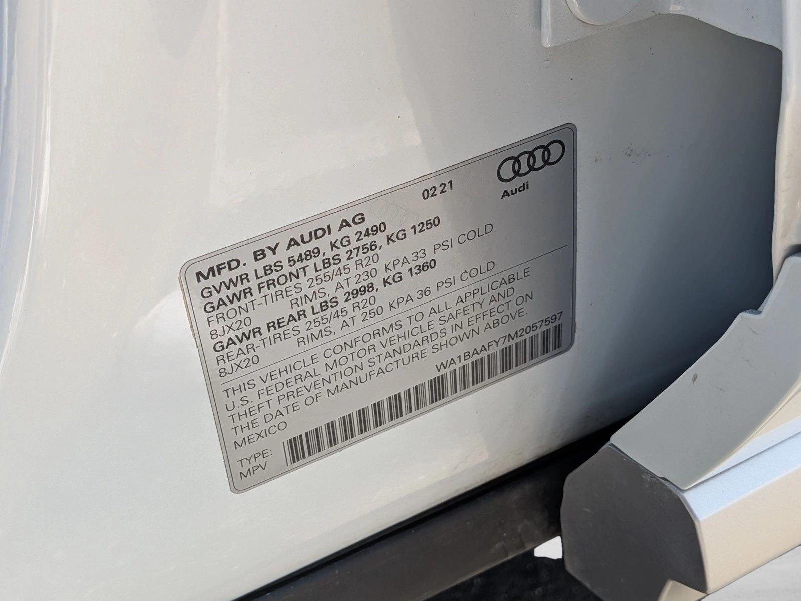 Used 2021 Glacier White Metallic Audi Premium Plus image 25