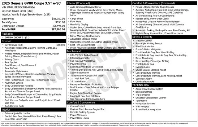 Used 2025 Silver Genesis 3.5T e-SC image 33