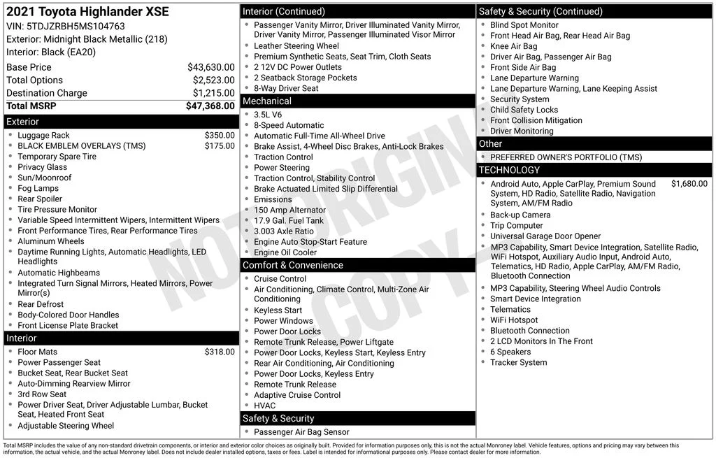 Used 2021 Black Toyota XSE image 43