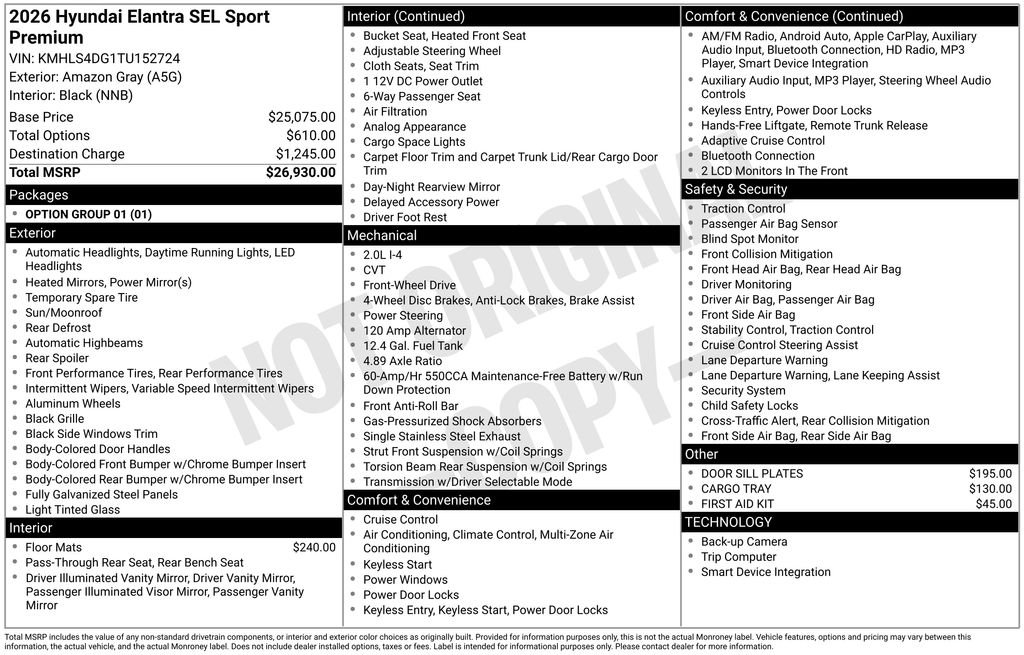 New 2026 Gray Hyundai SEL Sport image 4