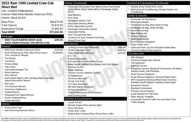 Used 2022 Billet Silver Metallic Clearcoat Ram Limited image 9