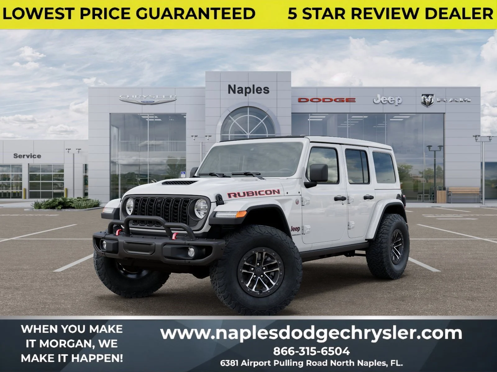 New 2026 Bright White Clear-Coat Exterior Paint Jeep Rubicon X image 1