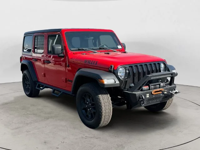 Used 2021 Red Jeep Unlimited Willys image 4