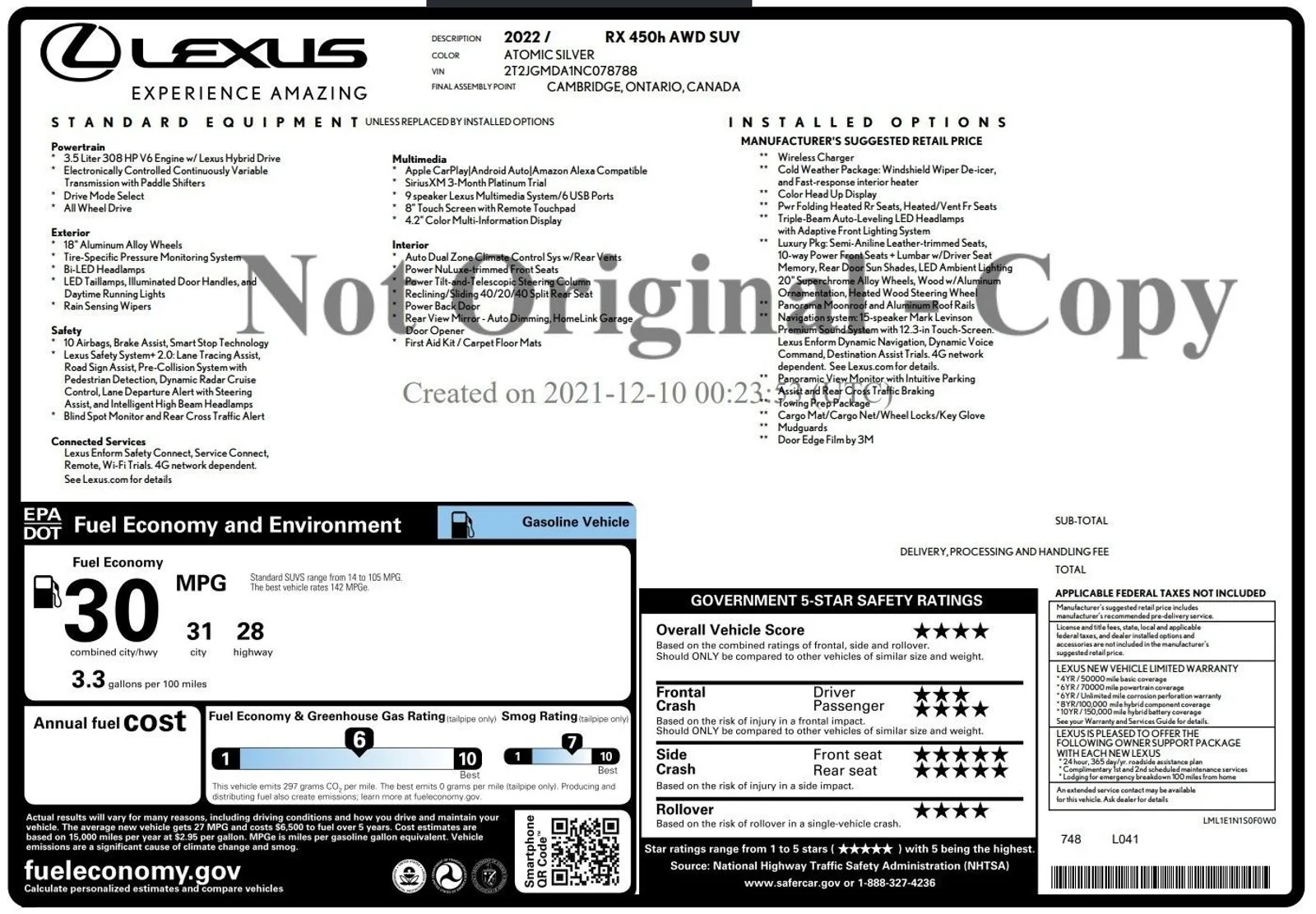 Used 2022 Atomic Silver Lexus RX 450h image 2