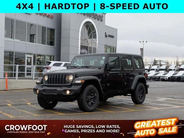 2026 Jeep Wrangler Sport - - Black 3-Pc Hard Top - 8-Spd Auto - 12.3 Uconnect 5 - Dana M200 Rear Axle & More!