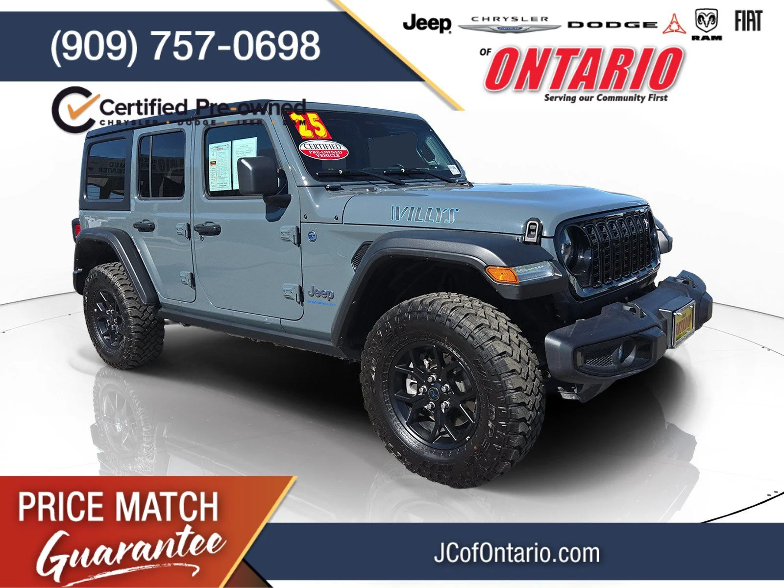 Certified Used 2025 Gray Jeep Willys 4xe image 1
