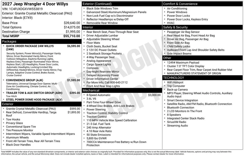 New 2027 Granite Crystal Metallic Clearcoat Jeep Willys image 4