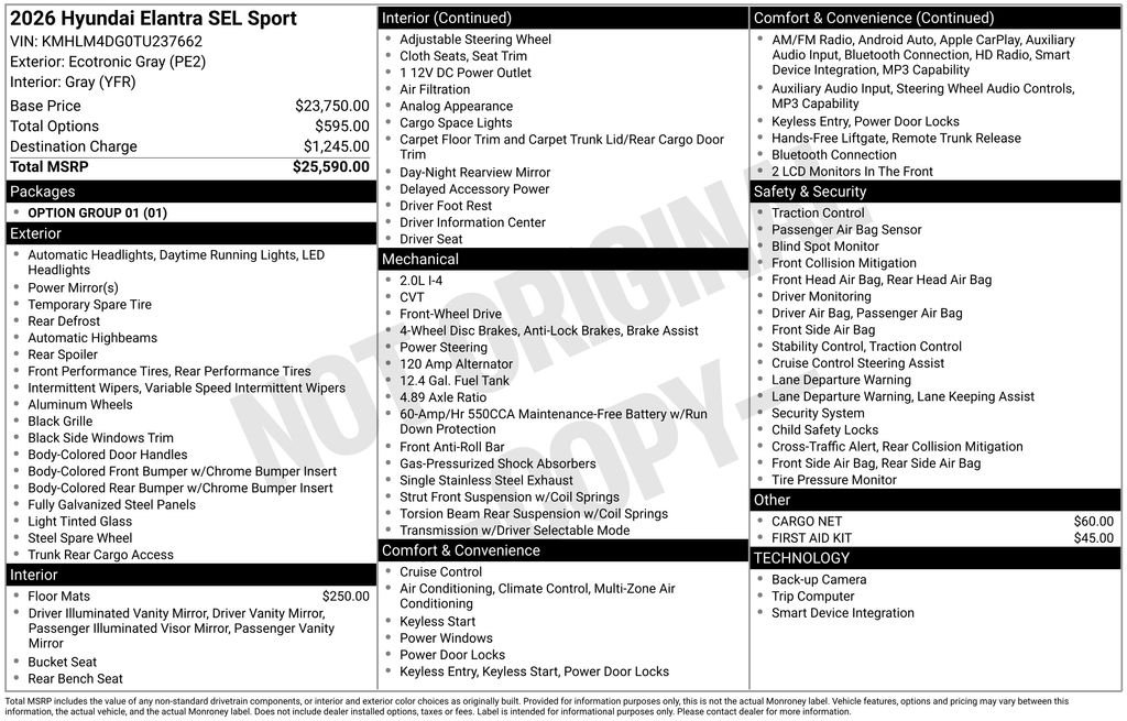 New 2026 Gray Hyundai SEL Sport image 6
