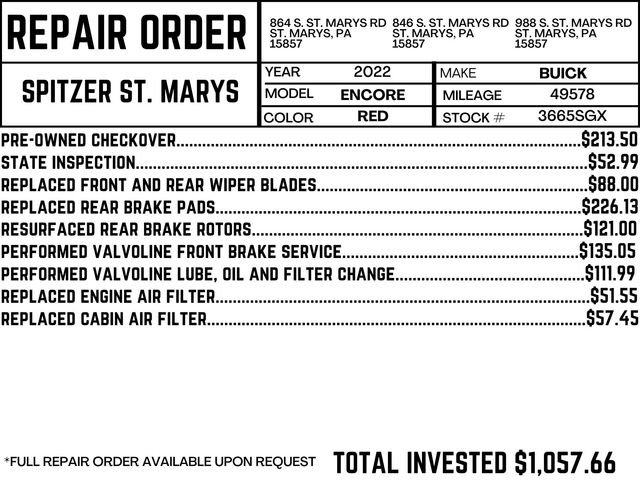 Used 2022 Buick Encore GX Preferred with VIN KL4MMCSL3NB133775 for sale in Saint Marys, PA