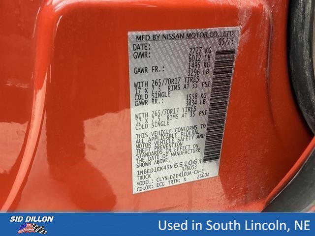 Used 2025 Afterburn Orange Nissan PRO-4X image 15